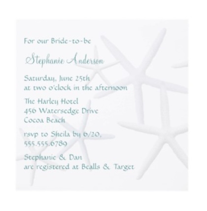 Star fish nautical bridal shower invitation