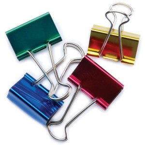 Colorful metallic binder clips - gold, pink, green & blue 