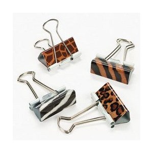 Animal print binder clips: zebra, tiger & leopard print 