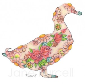 Floral duck silhouette - Floral animal art