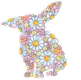 Bunny Rabbit of Flowers - Floral animal Silhouette art
