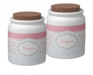 Shabby Chic Flour and Sugar Canisters / Jars for pink kitchens