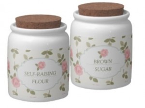 girly jars: rose floral flour and sugar kitchen canisters