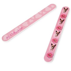 Sweet Pink hearts and chihuahua dog nail file - ay chihuahua!