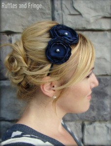 Elegant navy blue flower headband