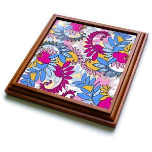 Pink and blue flower pattern trivet