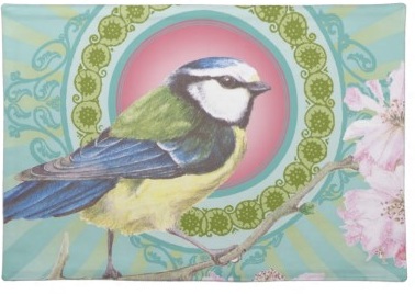 Stylish and Trendy Colorful Blue Tit Bird placemat